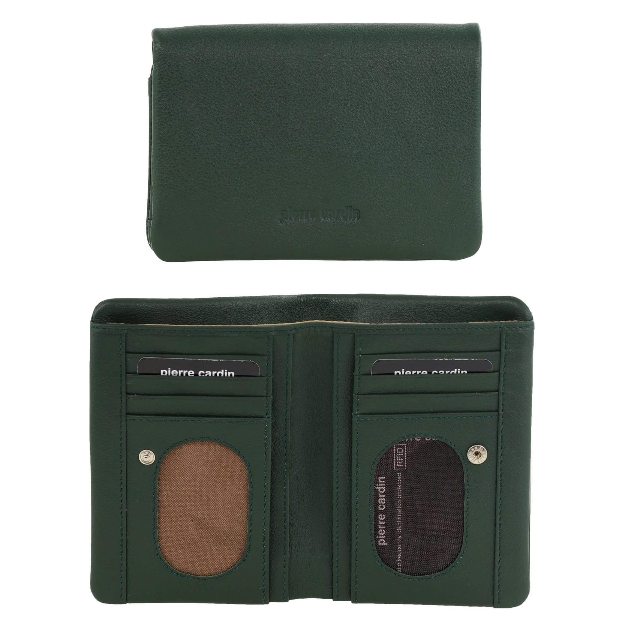 Pierre Cardin Ladies Leather Bi-fold Wallet in Green