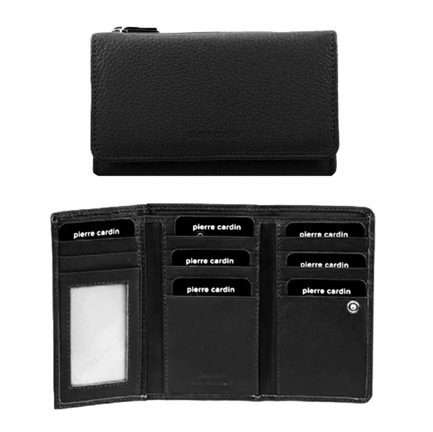 Pierre Cardin Ladies’ Leather Tri-fold RFID Wallet in Black