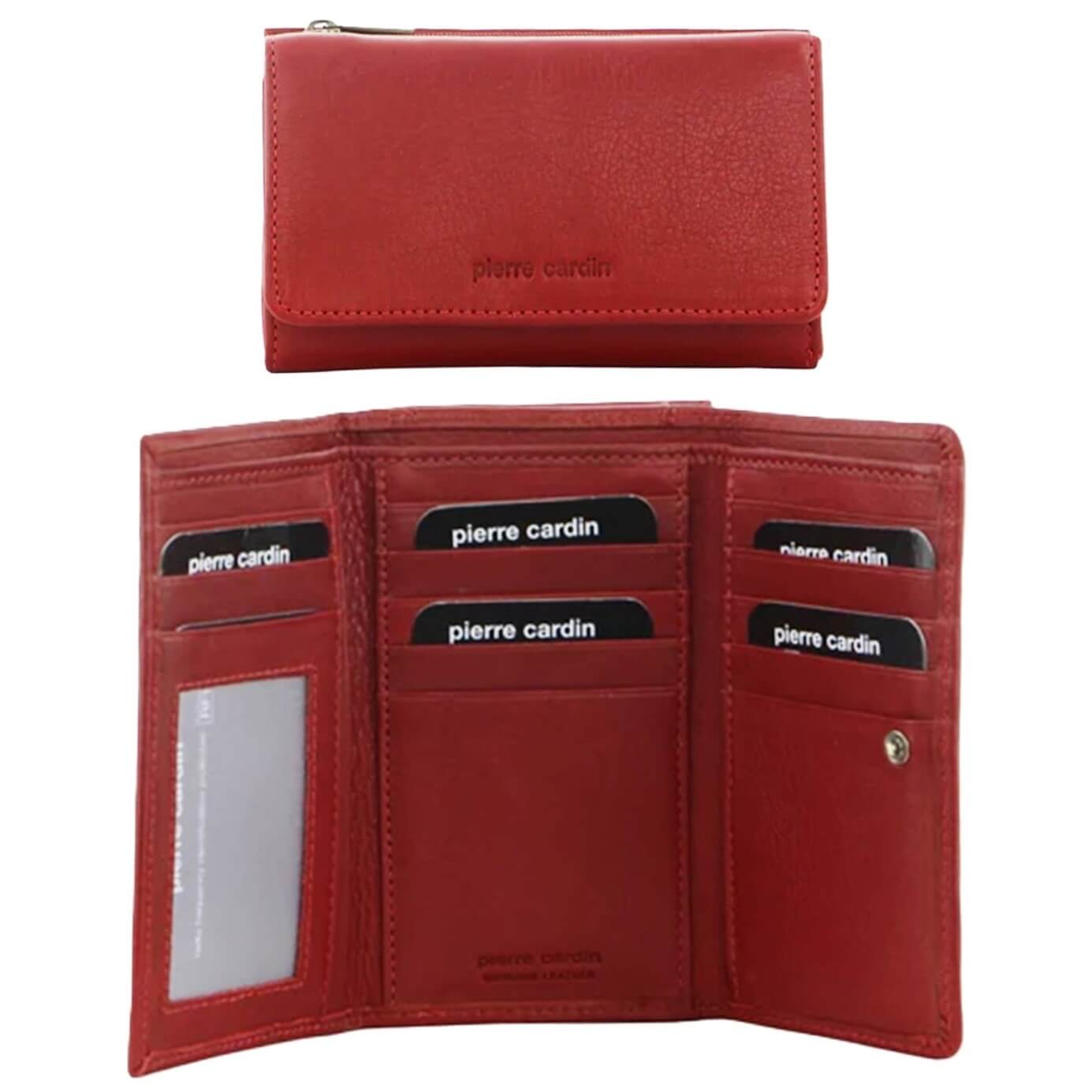 Pierre Cardin Ladies' Leather RFID Tri-fold Wallet in Red