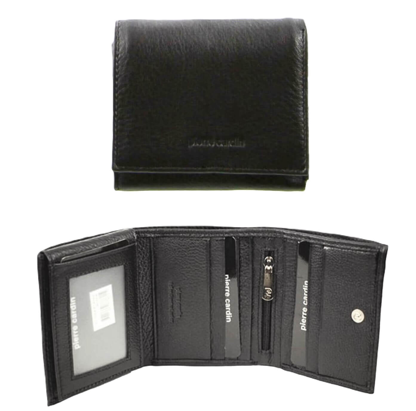 Pierre Cardin Italian Leather Men’s Tri-fold Wallet in Black