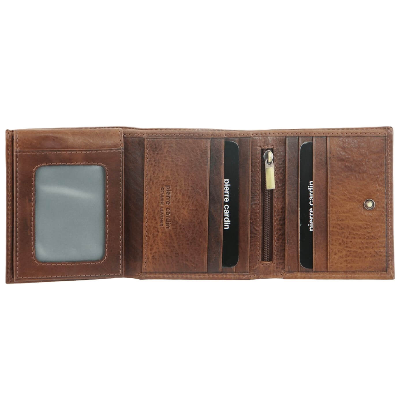 Pierre Cardin Italian Leather Men’s Tri-fold Wallet in Cognac