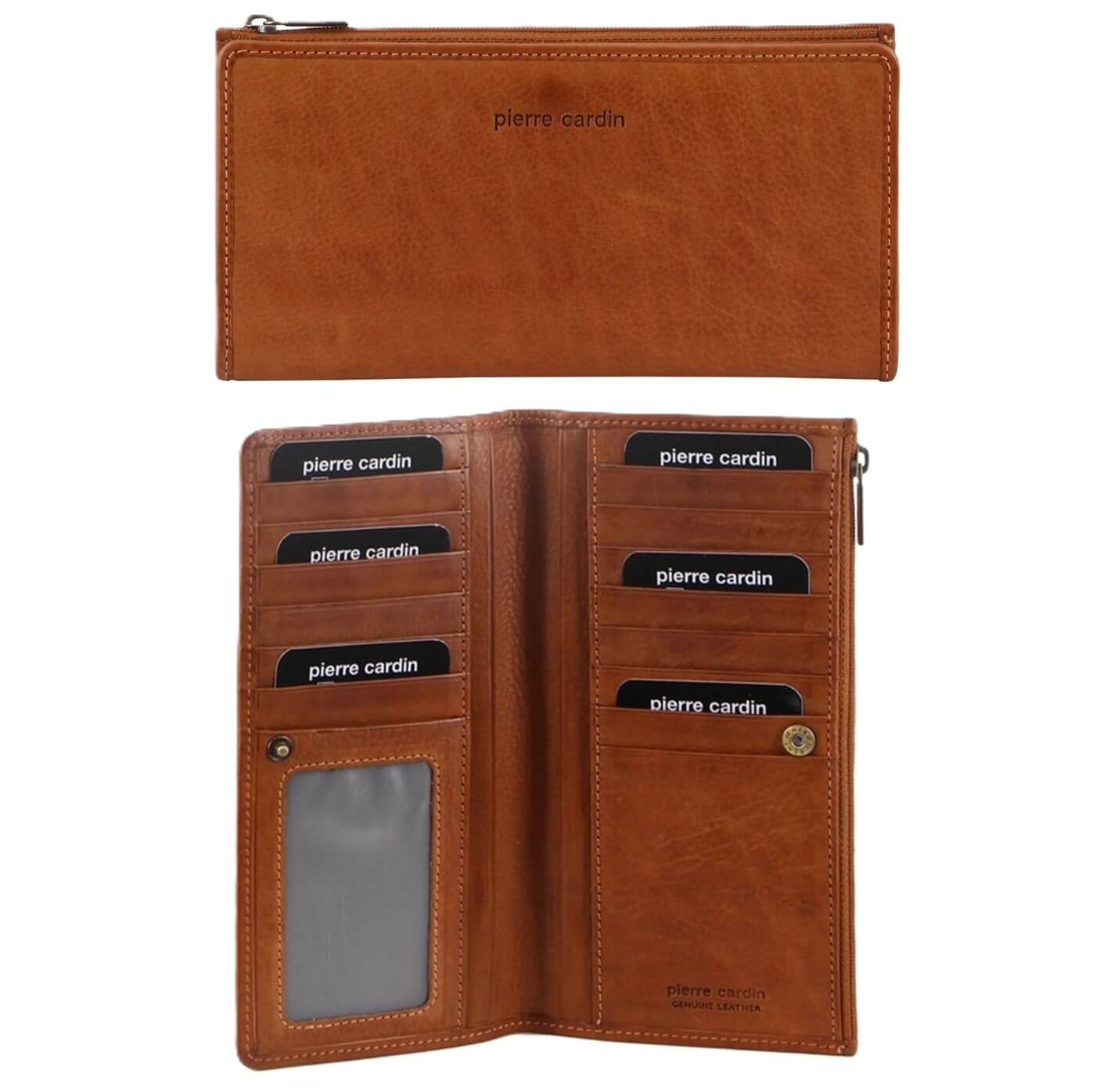 Pierre Cardin Ladies’ Leather Bi-Fold Wallet in Cognac