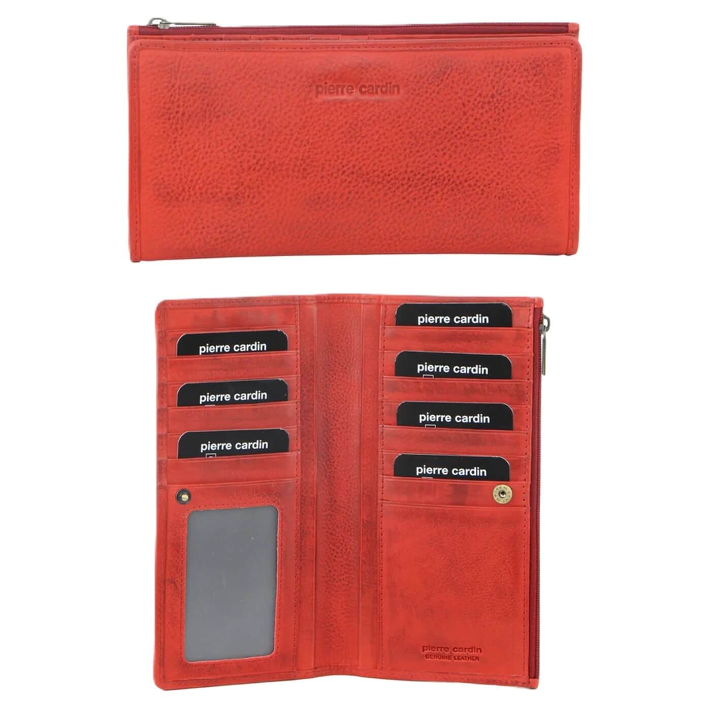 Pierre Cardin Ladies’ Italian Leather Bi-Fold Wallet in Red