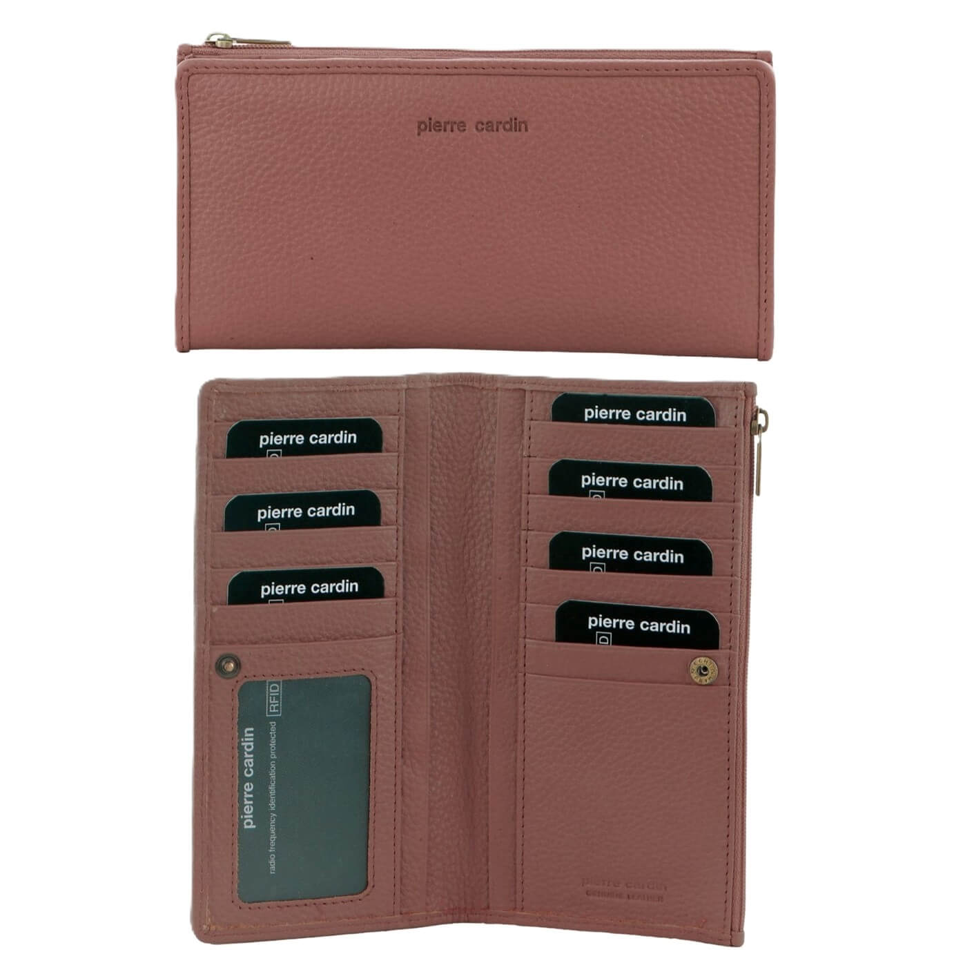 Pierre Cardin Ladies’ Genuine Leather Bi-Fold Wallet in Rose