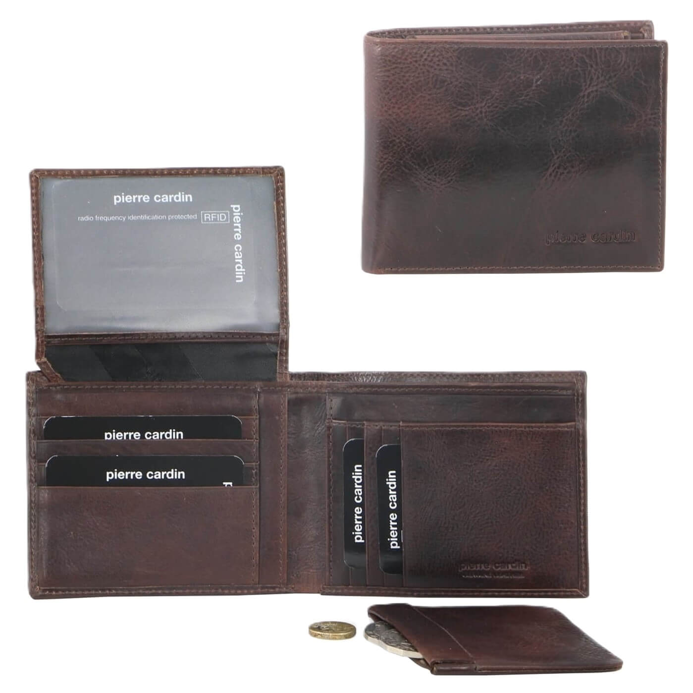 Pierre Cardin Italian Leather Men’s Bi-fold Wallet in Chocolate