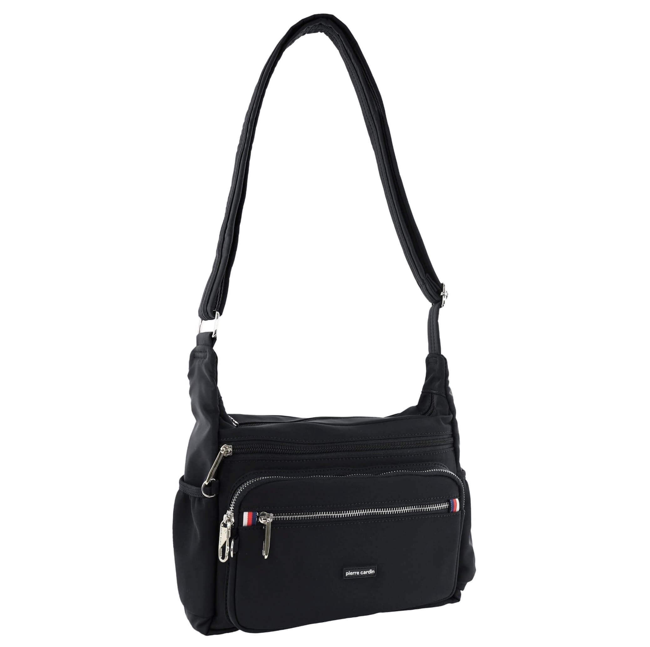 Pierre Cardin RFID Anti-Theft Nylon Crossbody Bag In Black