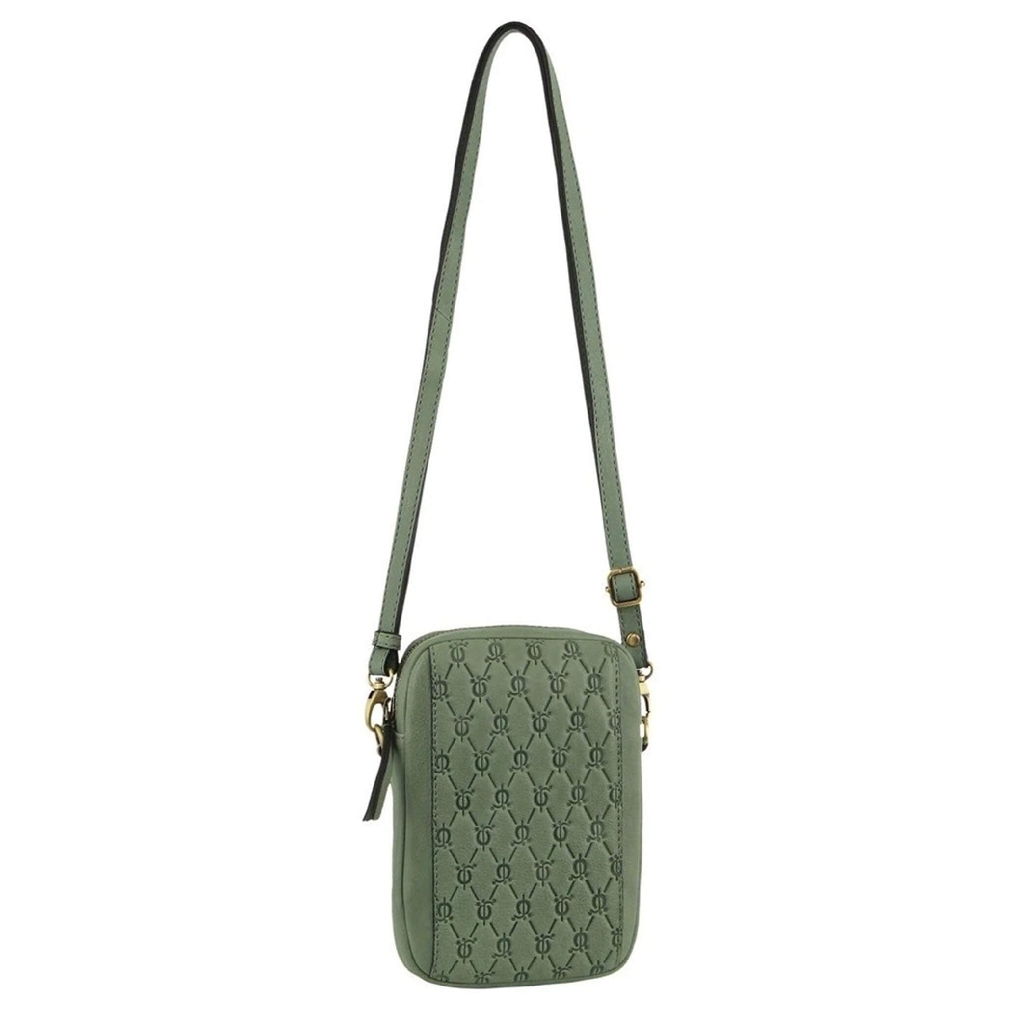 Pierre Cardin RFID Ladies Textured Leather Phone Bag in Sage