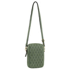 Pierre Cardin RFID Ladies Textured Leather Phone Bag in Sage