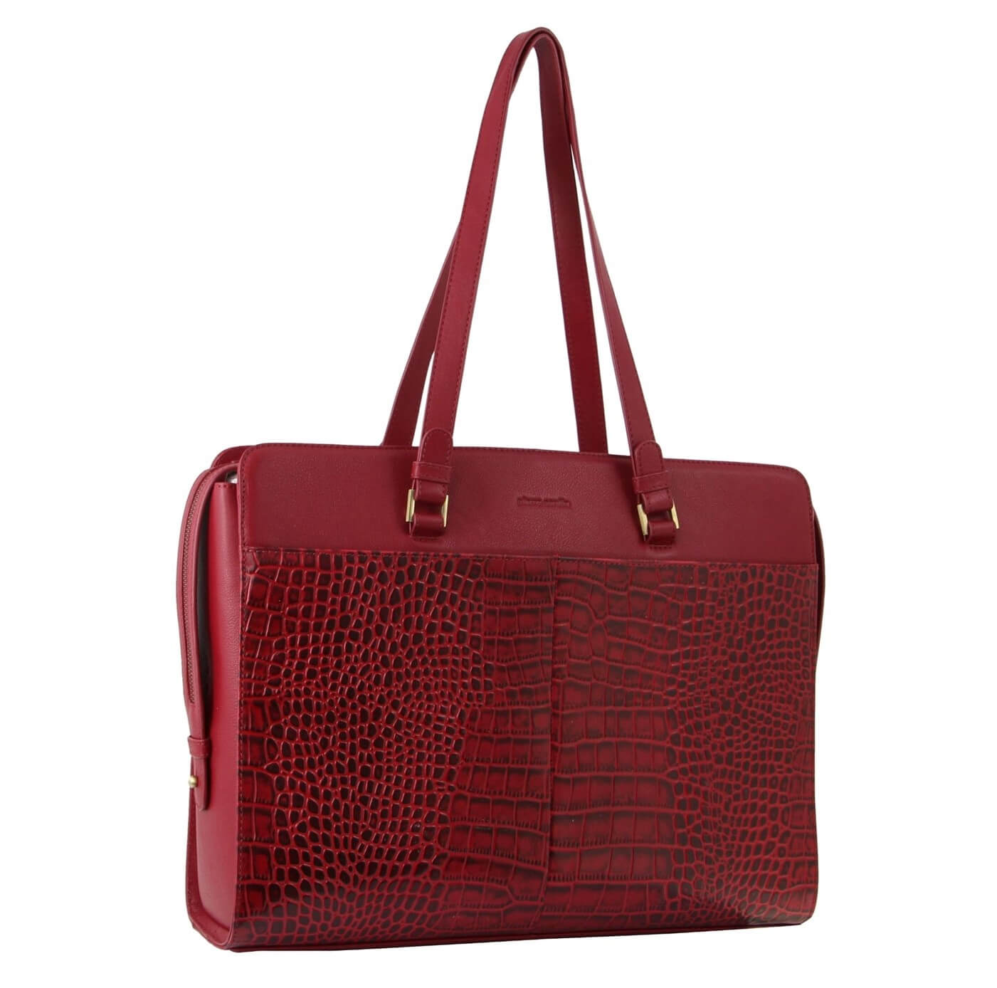 Pierre Cardin Ladies Croc-Embossed Leather Business-Laptop Bag in Red