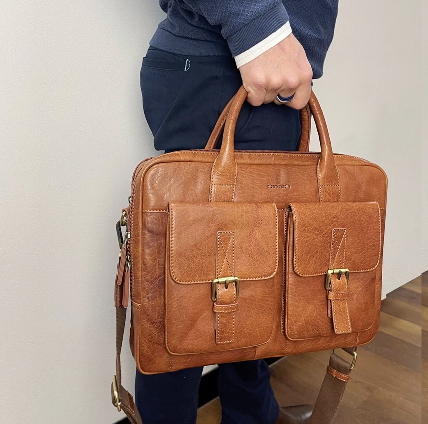 Pierre Cardin Leather Multi-Compartment Business Bag