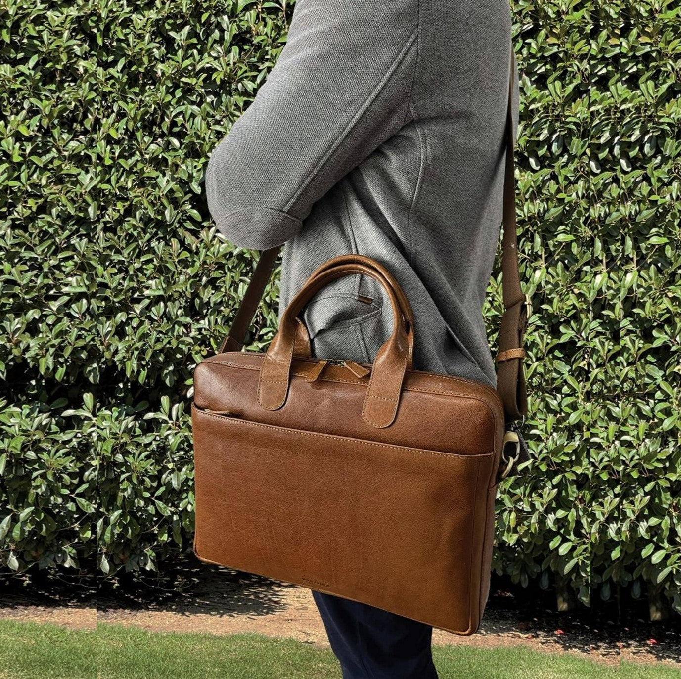 Pierre Cardin PC3620 Mens Italian Leather Computer Bag/Tan