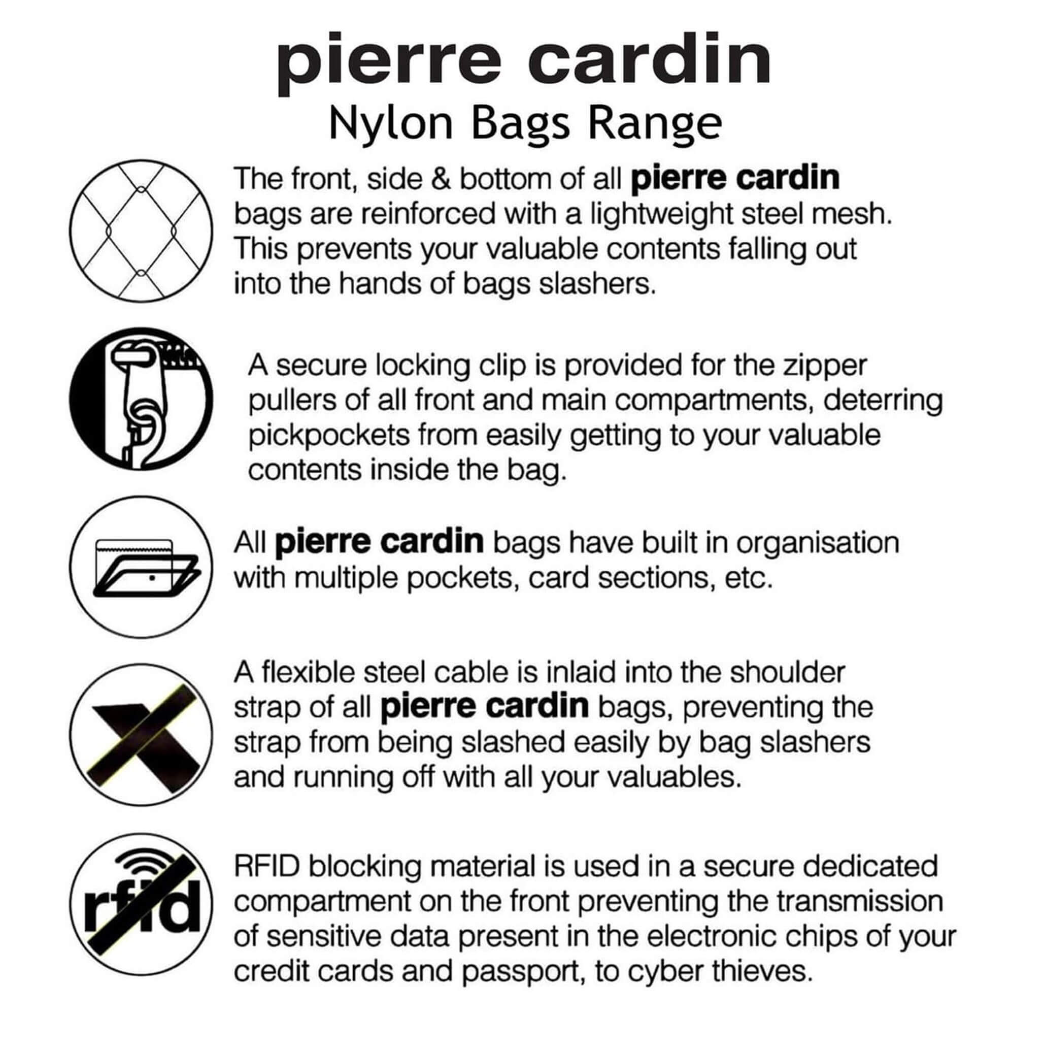 Pierre Cardin Nylon Bags Range