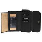 Pierre Cardin Ladies Tri-fold Tab Leather Wallet in Black & Taupe
