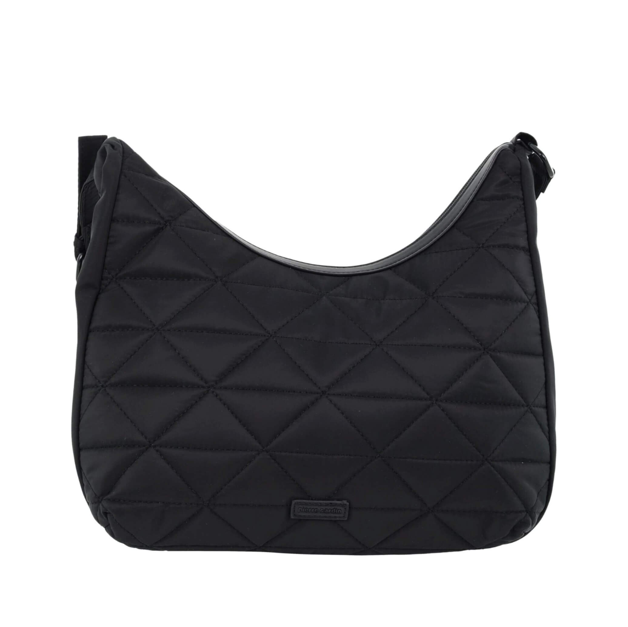 Pierre Cardin Ladies Nylon Quilted Hobo Bag in Black