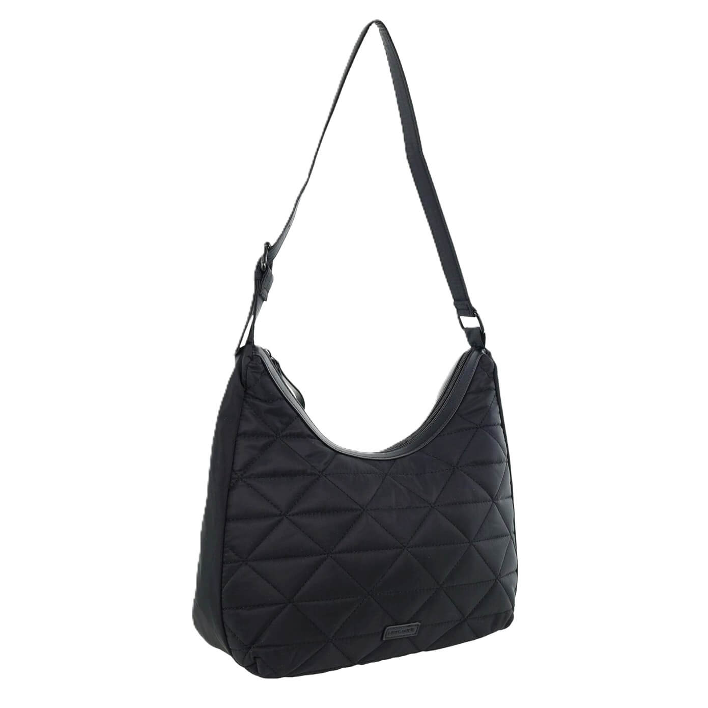 Pierre Cardin Ladies Nylon Quilted Hobo Bag in Black