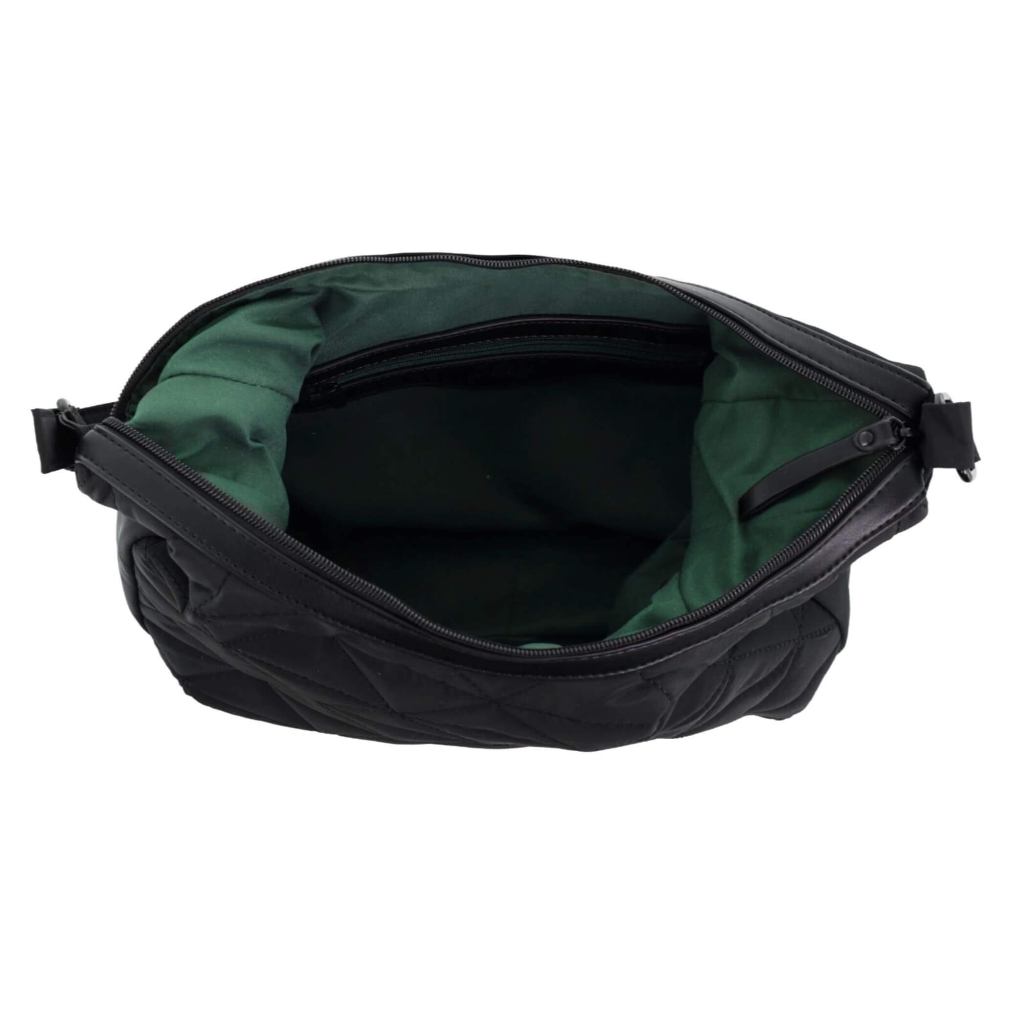 Pierre Cardin Ladies Nylon Quilted Hobo Bag in Black