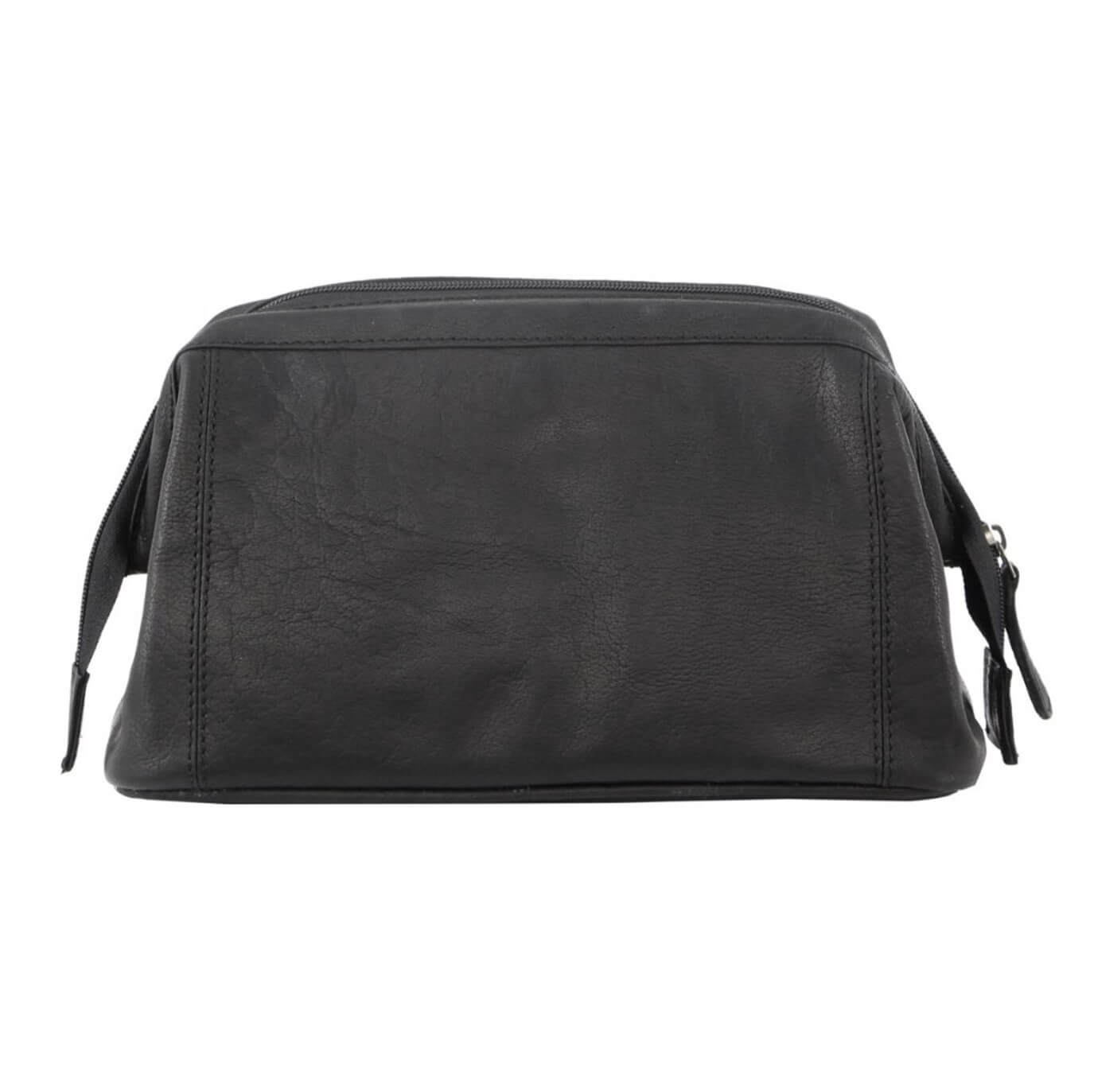 Pierre Cardin Men's Leather Travel and Toiletry Bag in Black