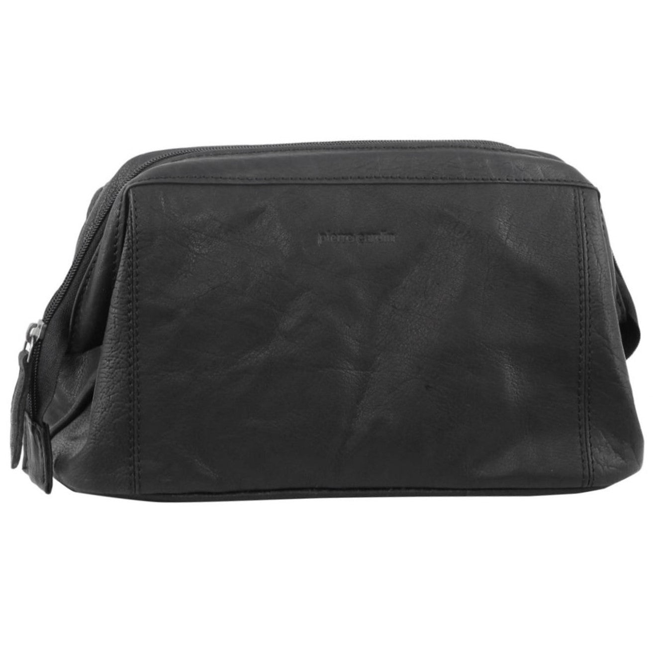 Pierre Cardin Men's Leather Travel and Toiletry Bag in Black