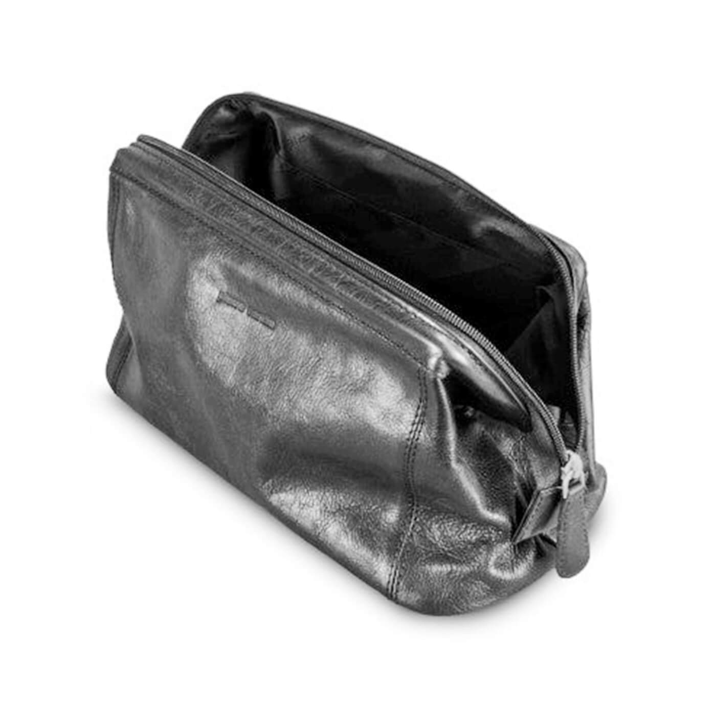 Pierre Cardin Men's Leather Travel and Toiletry Bag in Black