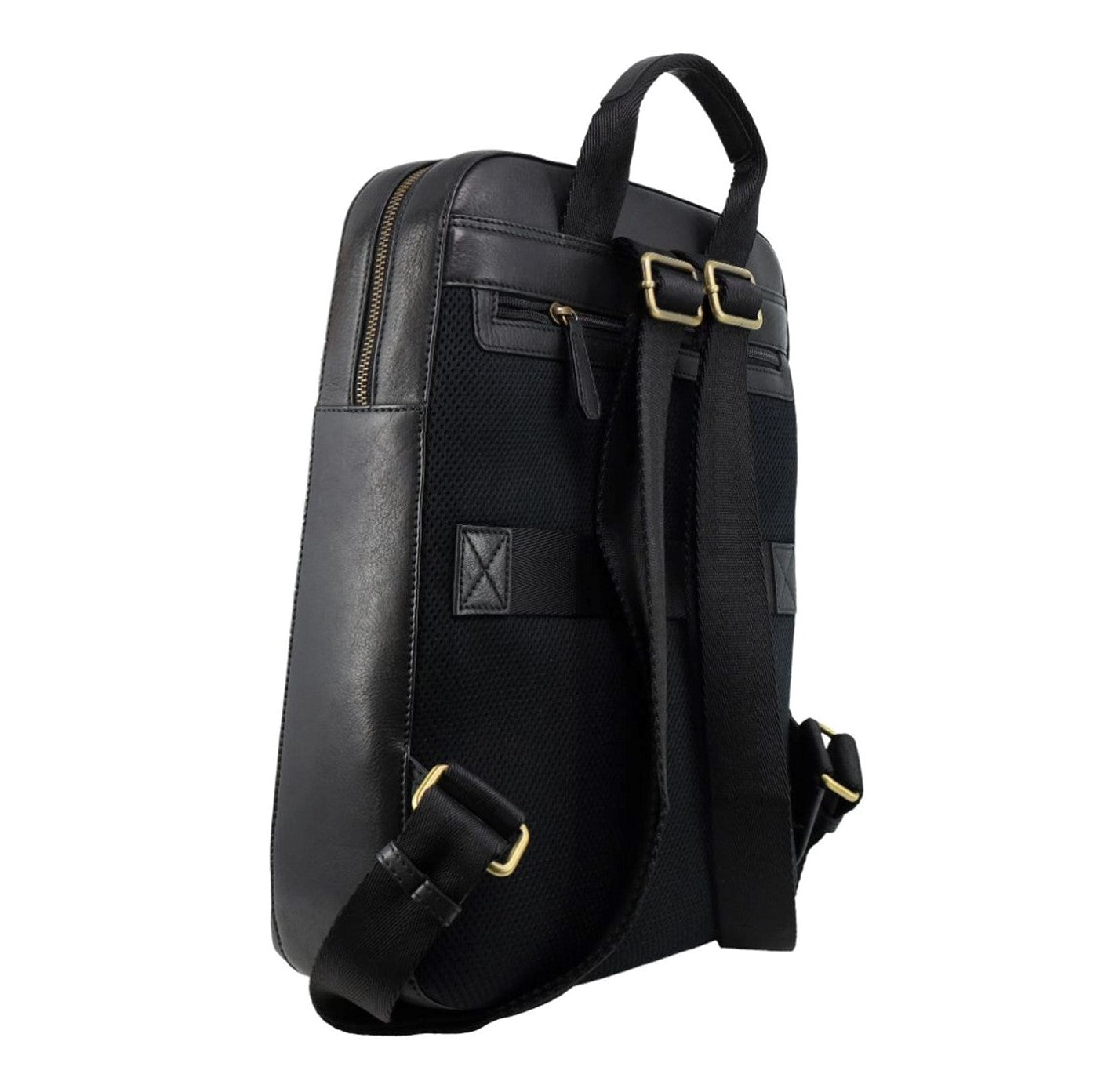 Pierre Cardin Men’s Leather Business-Laptop Backpack in Black