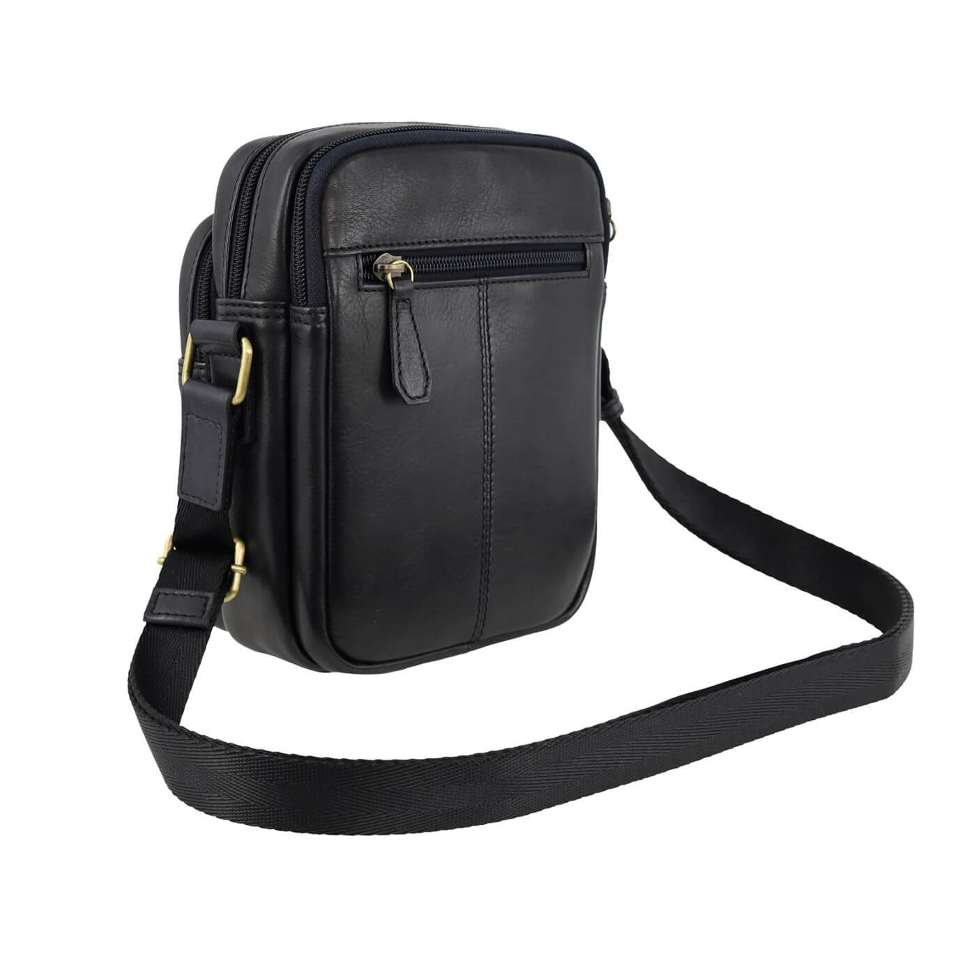 Pierre Cardin Men’s Leather Twin Zip Crossbody Bag in Black