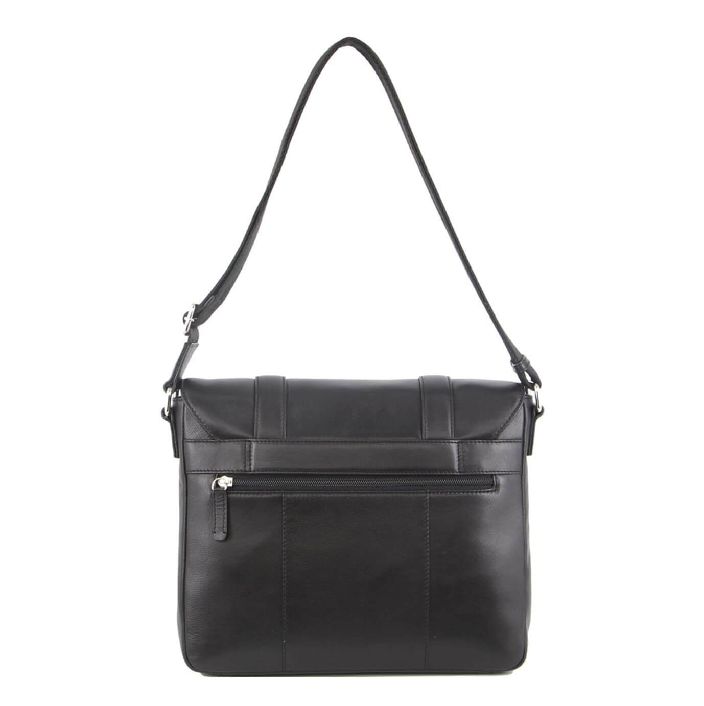 Pierre Cardin Italian Leather 13-inch Laptop Bag in Black/Navy