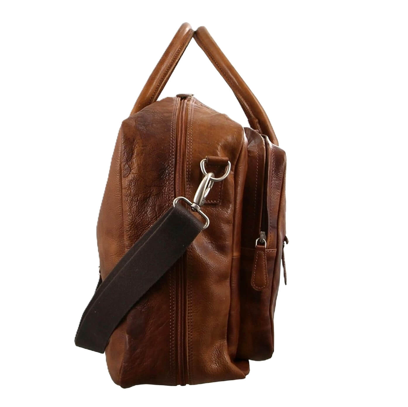 Pierre Cardin Rustic Leather Men's Laptop Bag in Cognac