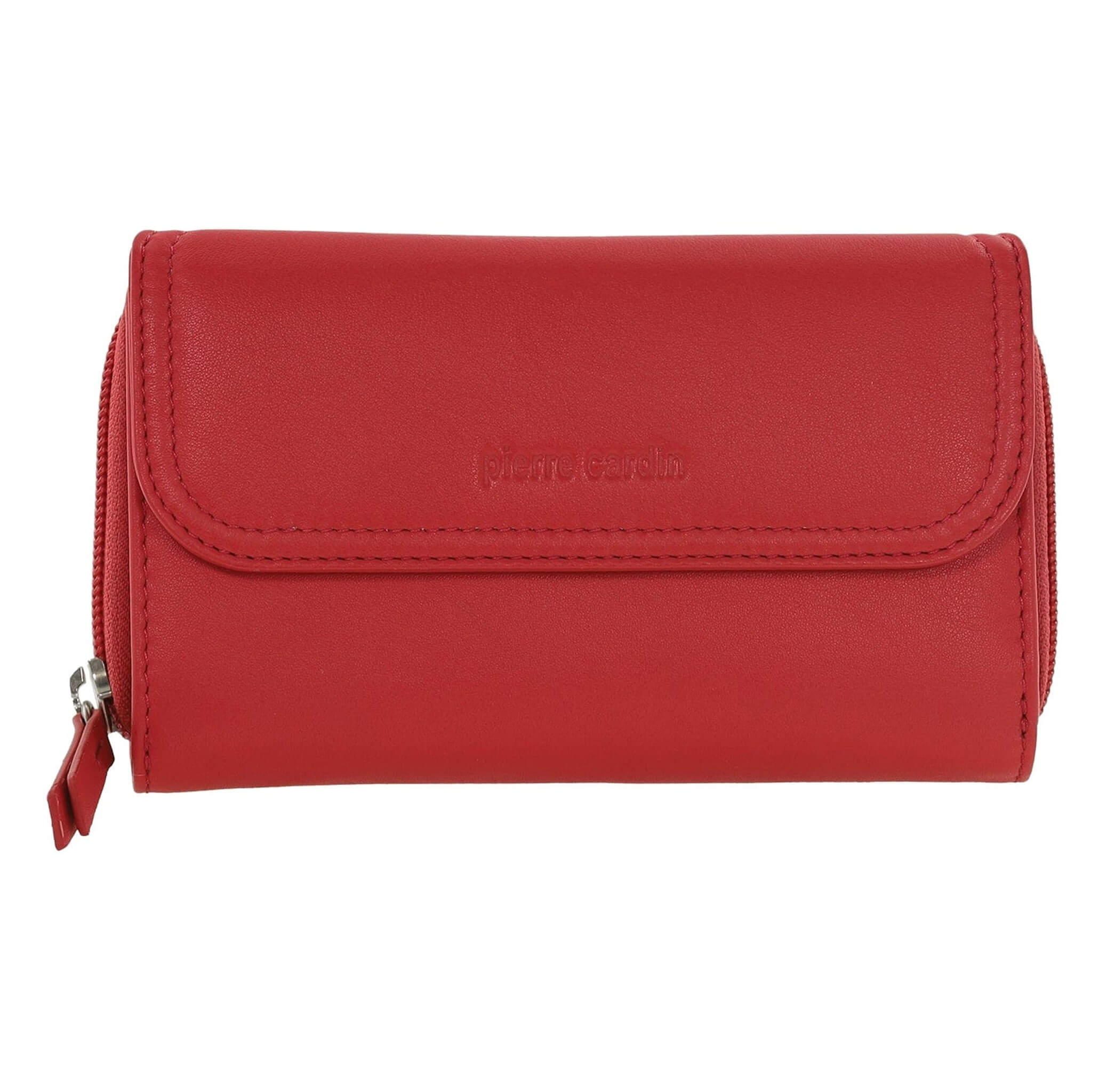 Pierre Cardin Ladies Tri-fold RFID Leather Wallet in Coral