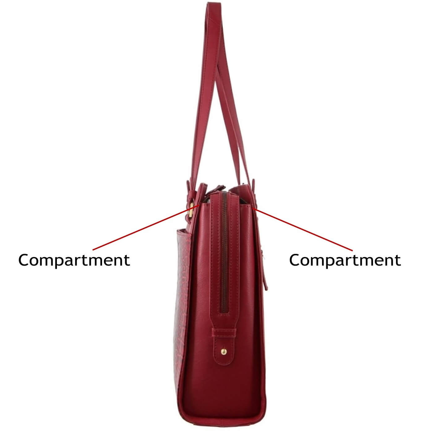 Pierre Cardin Ladies Croc-Embossed Leather Business-Laptop Bag in Red
