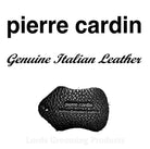 Pierre Cardin genuine Italian leather sample on a white background