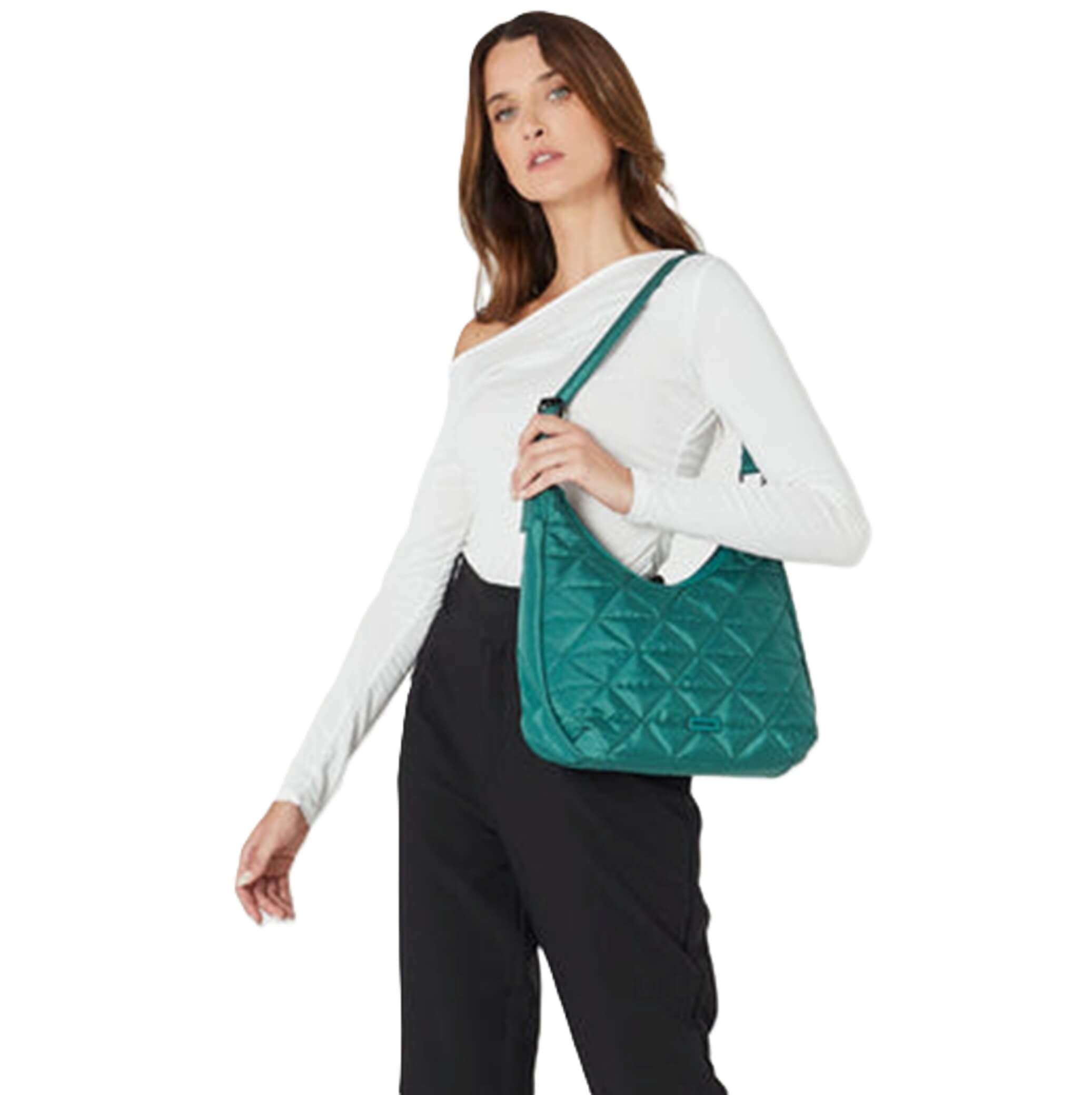 Pierre Cardin Ladies Nylon Quilted Hobo Bag in Green