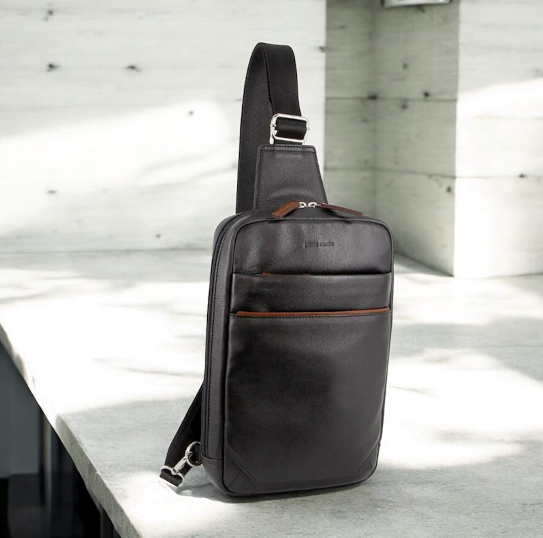 Pierre Cardin Italian Leather 3-Way Sling Bag