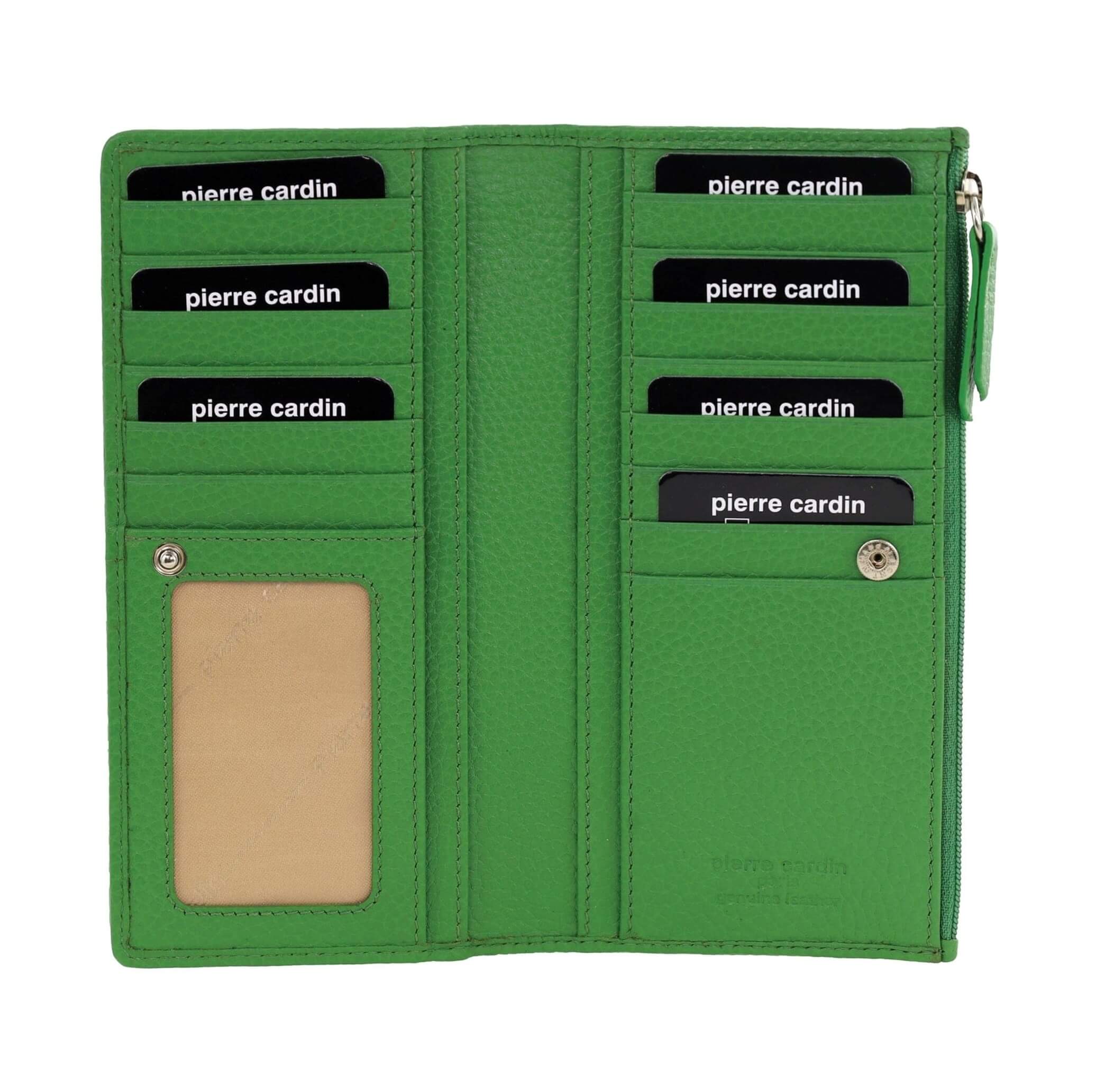Pierre Cardin Italian Leather Ladies Bi-Fold Wallet in Green