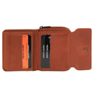 Pierre Cardin Ladies Tri-fold Tab Leather Wallet in Cognac