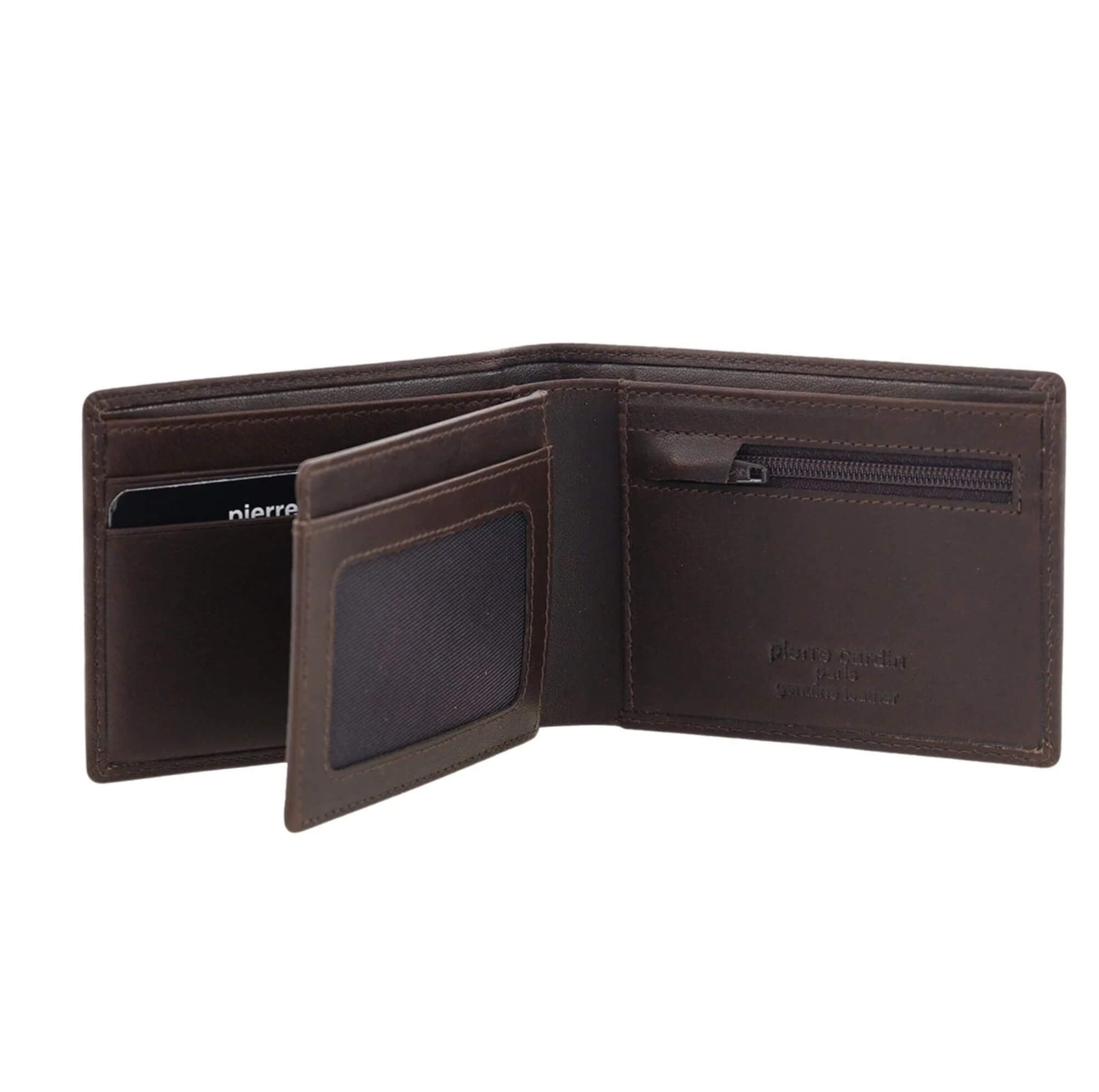 Pierre Cardin Mens Leather RFID Bi-fold Wallet in Brown
