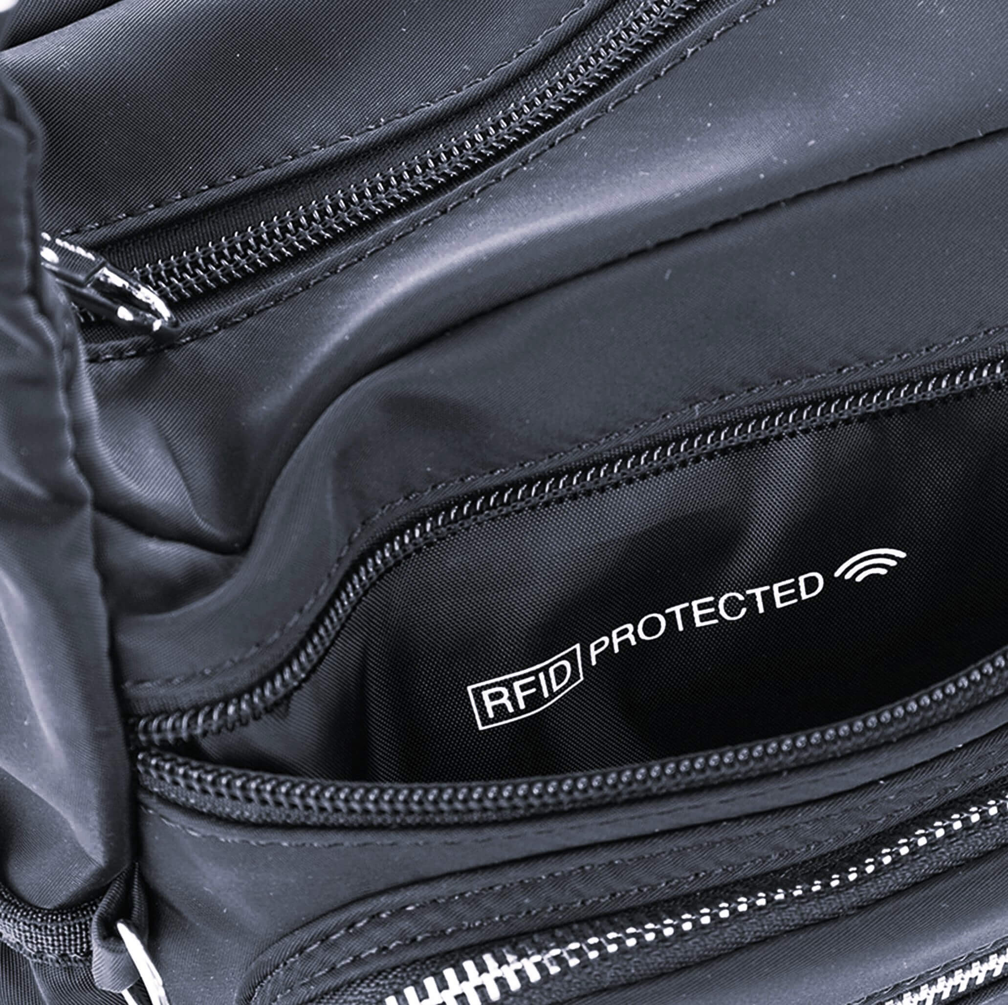 Pierre Cardin RFID Anti-Theft Nylon Crossbody Bag In Black