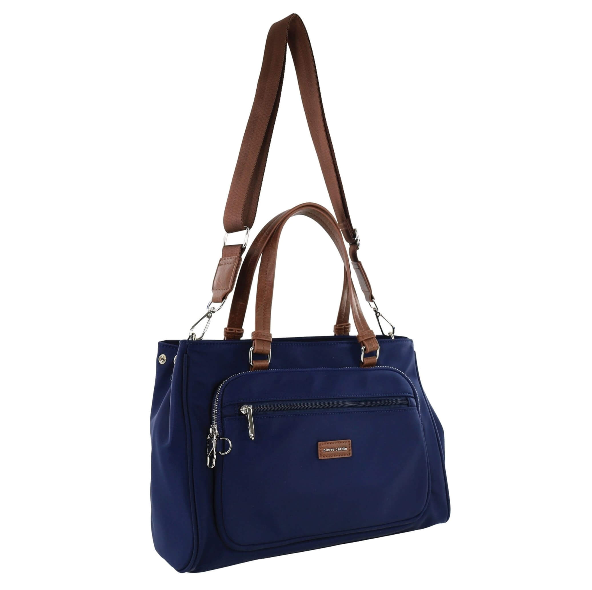 Pierre Cardin RFID Anti-Theft Nylon Mini Tote/Crossbody Bag In Navy