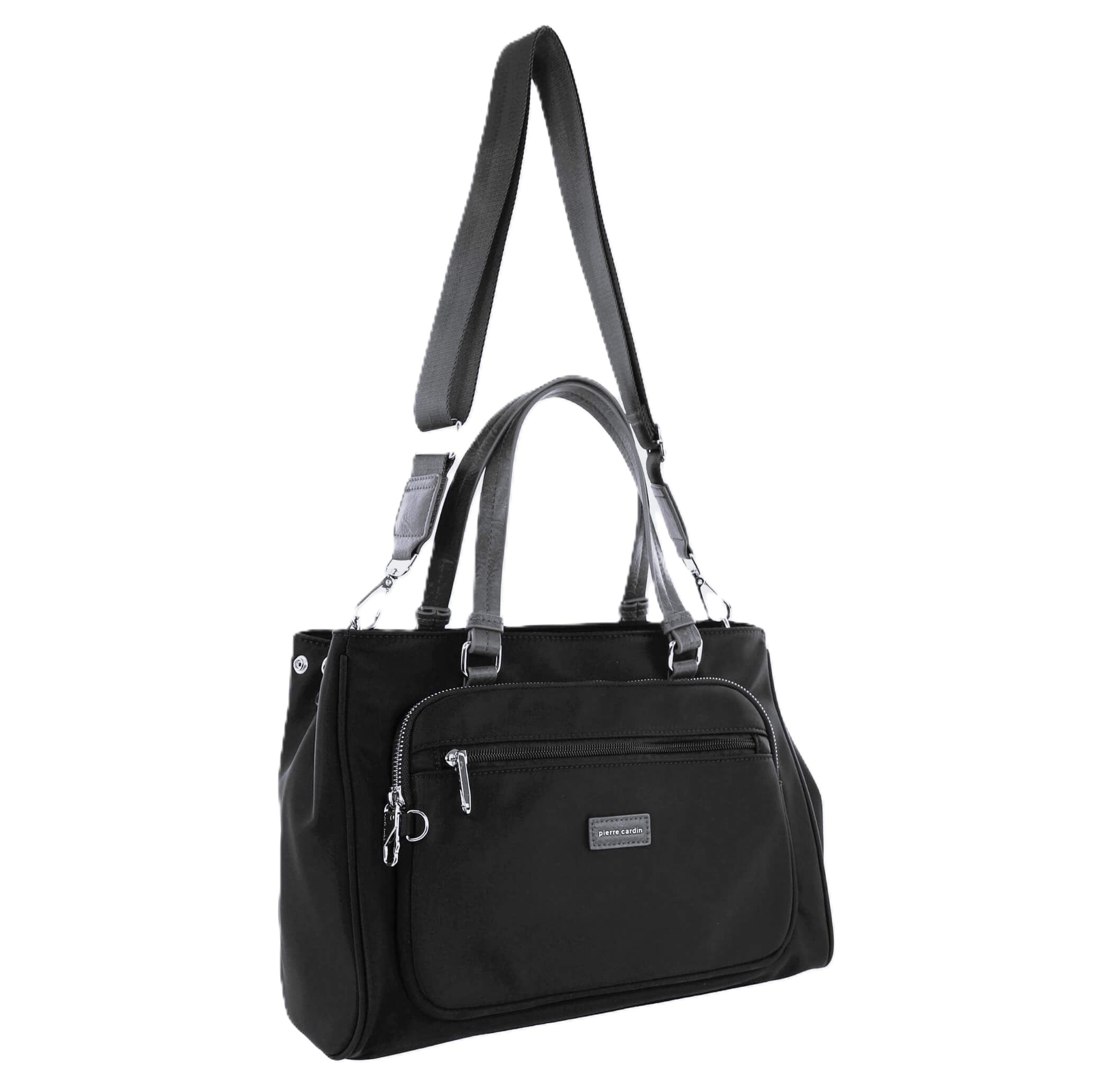 Pierre Cardin RFID Anti-Theft Nylon Mini Tote/Crossbody Bag In Black