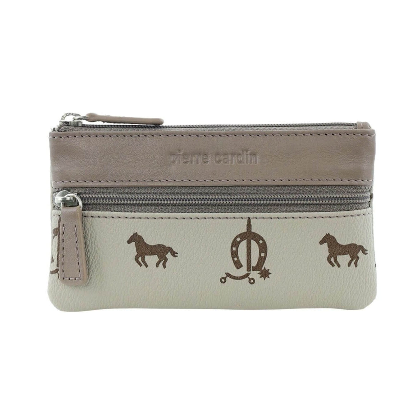 Pierre Cardin Italian Leather Coin Purse/Key Holder in Beige-Taupe