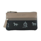 Pierre Cardin Italian Leather Coin Purse/Key Holder in Black-Taupe