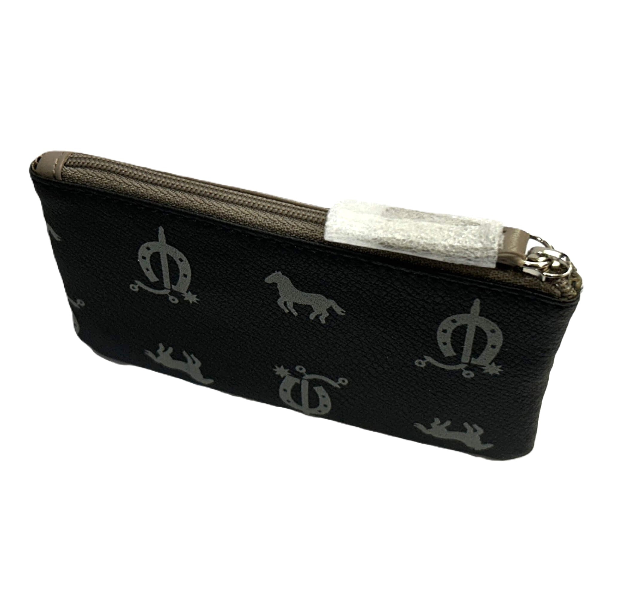 Pierre Cardin Italian Leather Coin Purse/Key Holder in Black-Taupe