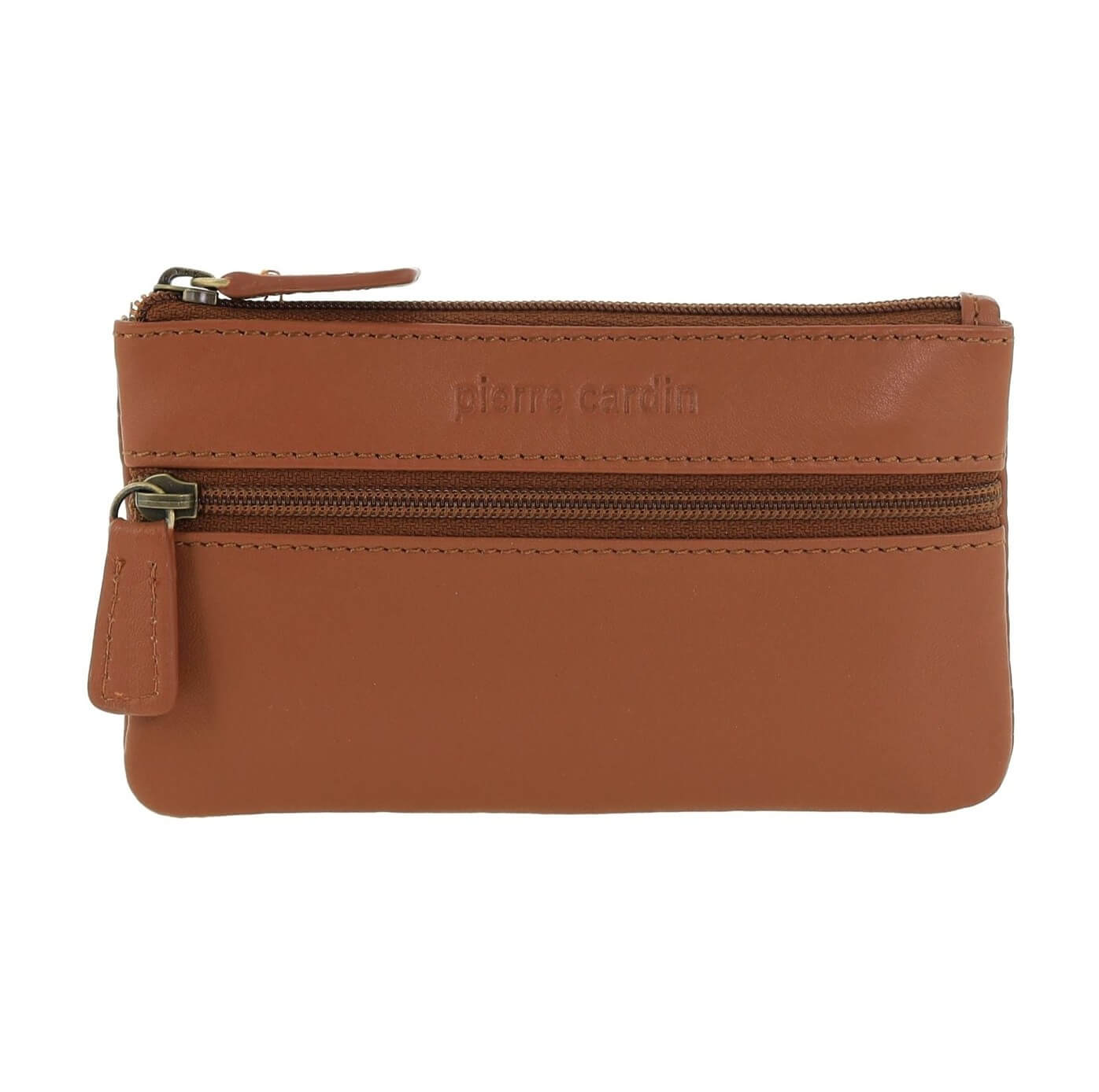 Pierre Cardin Leather Coin Purse - Key Holder in Cognac