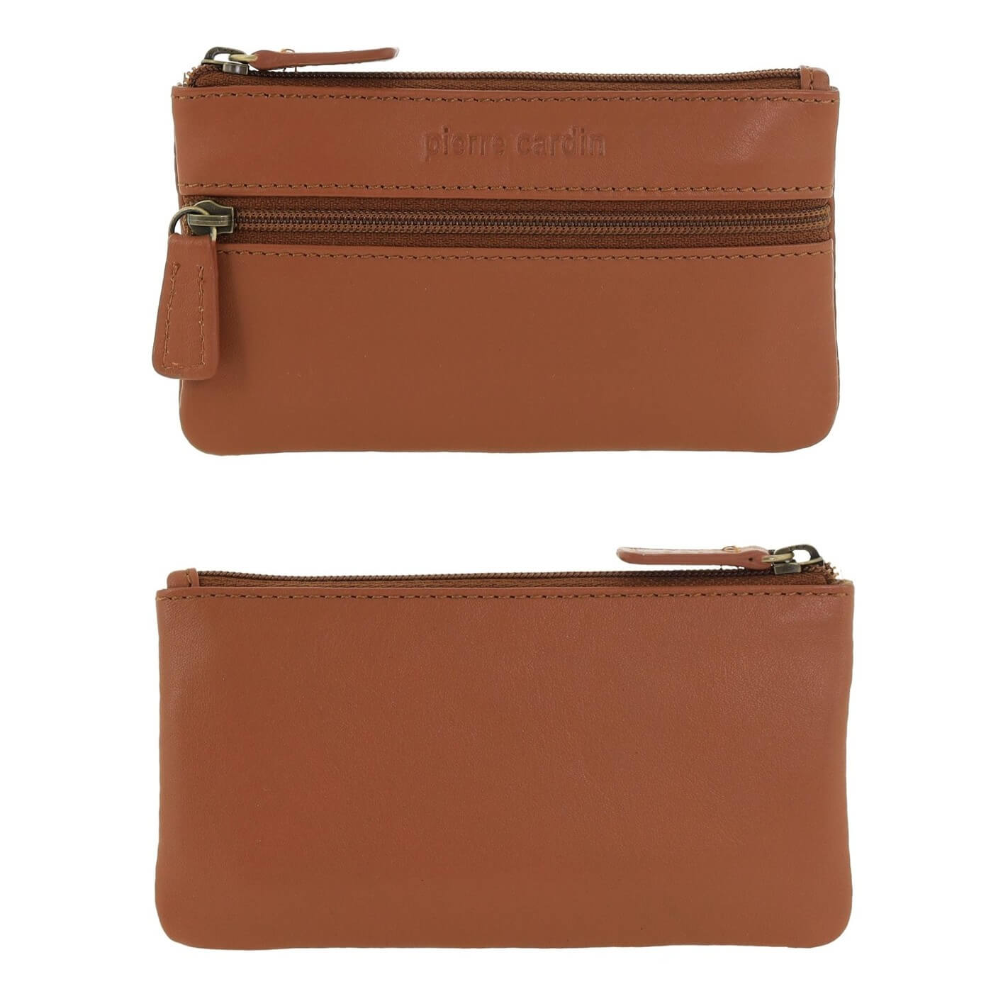 Pierre Cardin Leather Coin Purse - Key Holder in Cognac