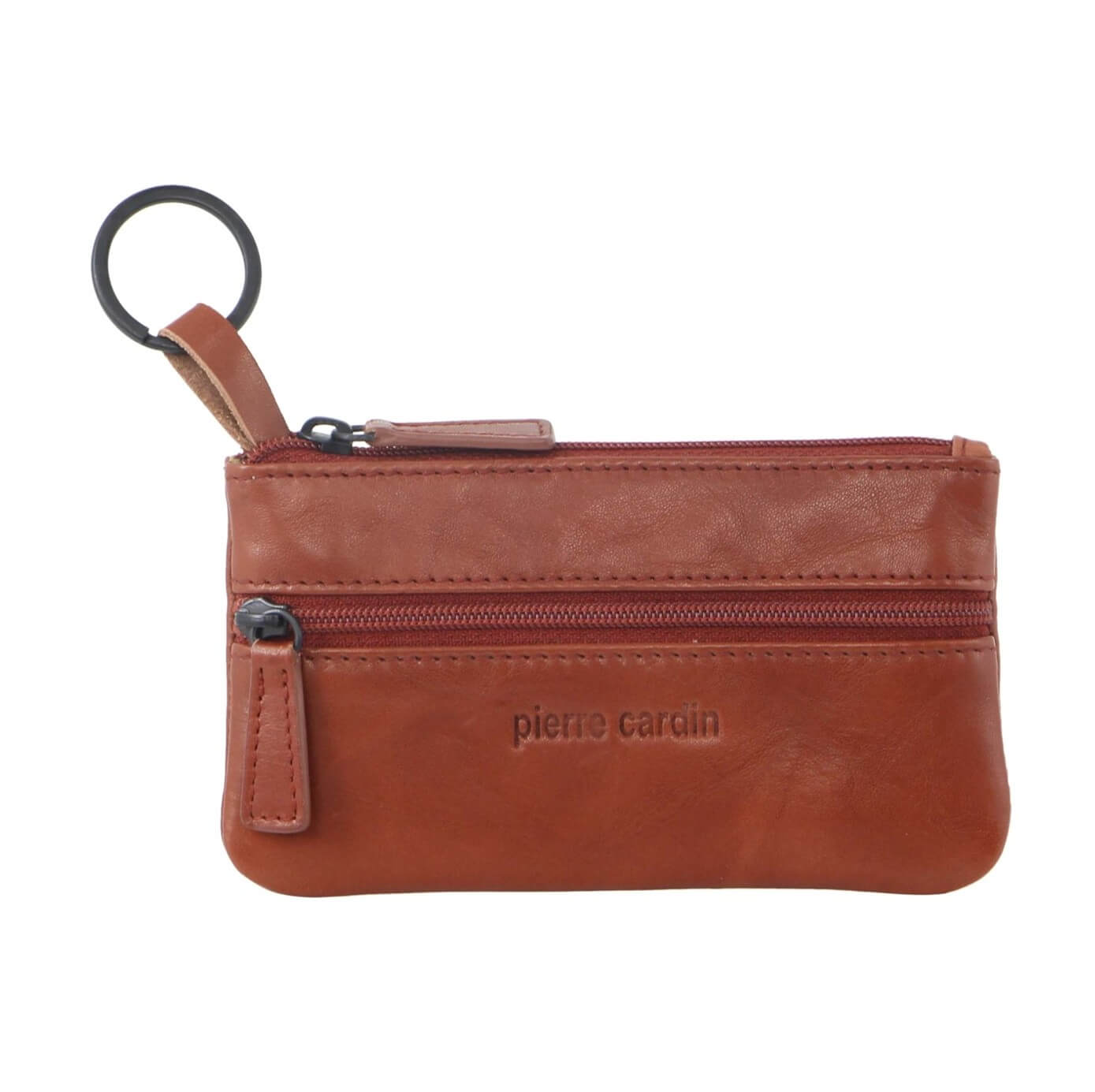 Pierre Cardin Leather Coin Purse - Key Holder in Cognac