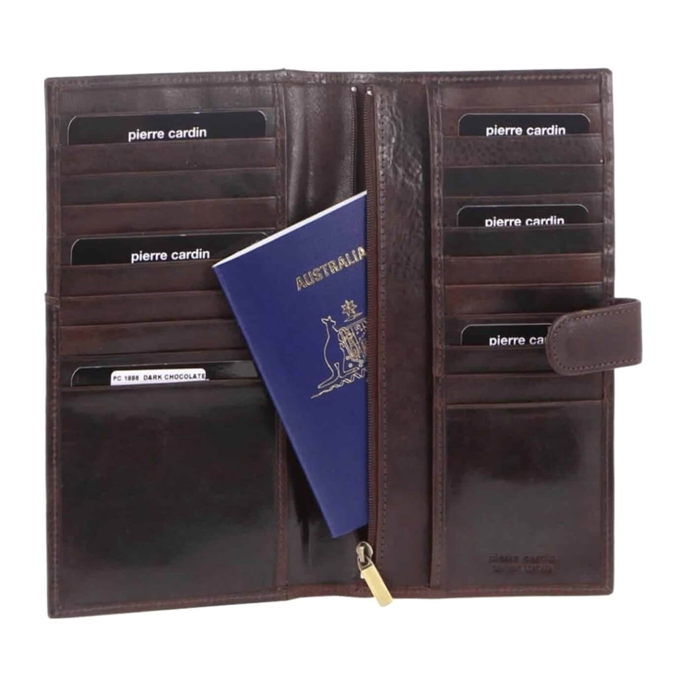 Pierre Cardin Italian Leather Men's Passport Wallet in Chocolate