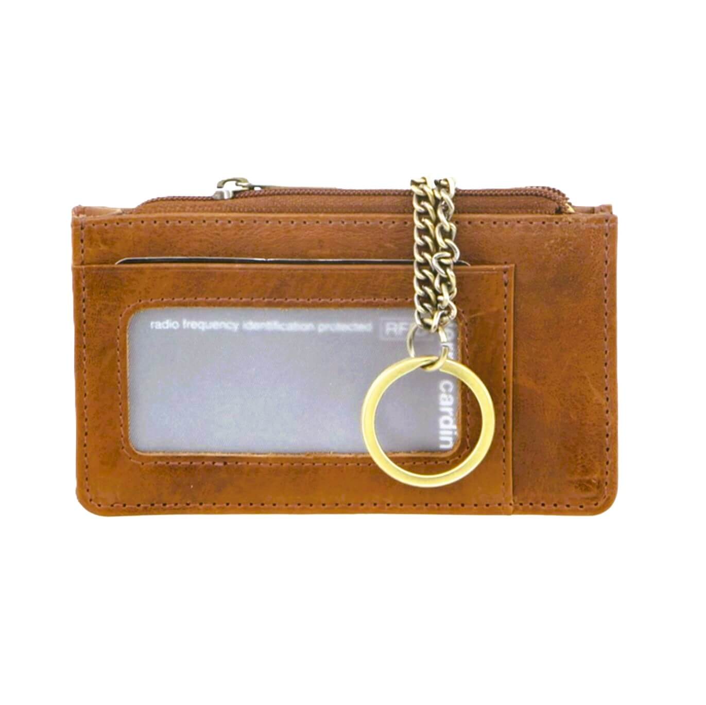 Pierre Cardin Italian Leather Coin-Key Purse in Cognac