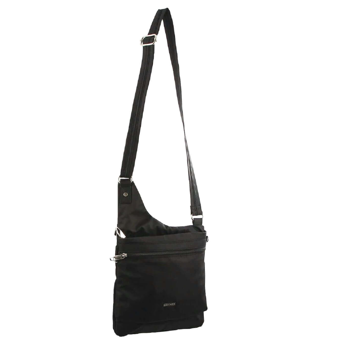Pierre Cardin Ladies Anti-Theft-RFID Nylon Crossbody Bag in Black