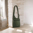 Pierre Cardin Ladies Anti-Theft-RFID Nylon Crossbody Bag in Olive