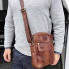 Pierre Cardin PC2800 Rustic Leather Cross Body-iPad Bag/Cognac