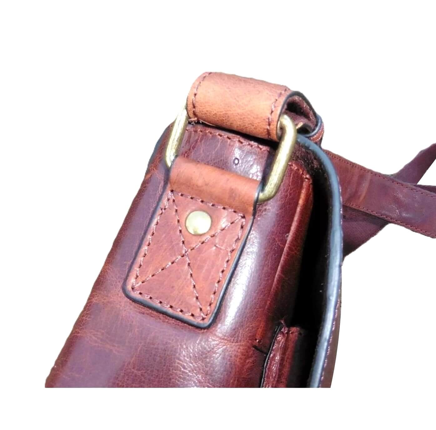 Pierre Cardin Men's Rustic Leather Messenger Bag in Chestnut